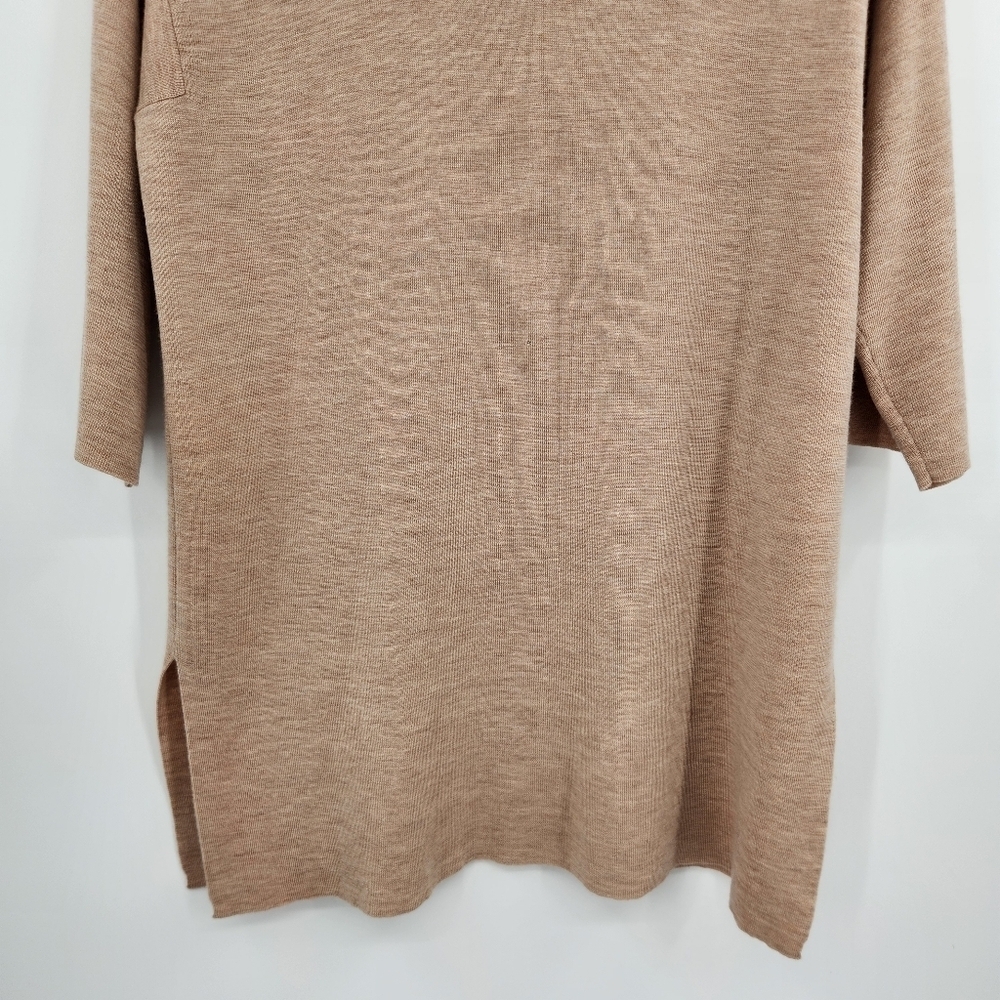 Eileen Fisher Crewneck Lightweight Swester Tunic Top Womens Size XL Tan - Picture 3 of 10